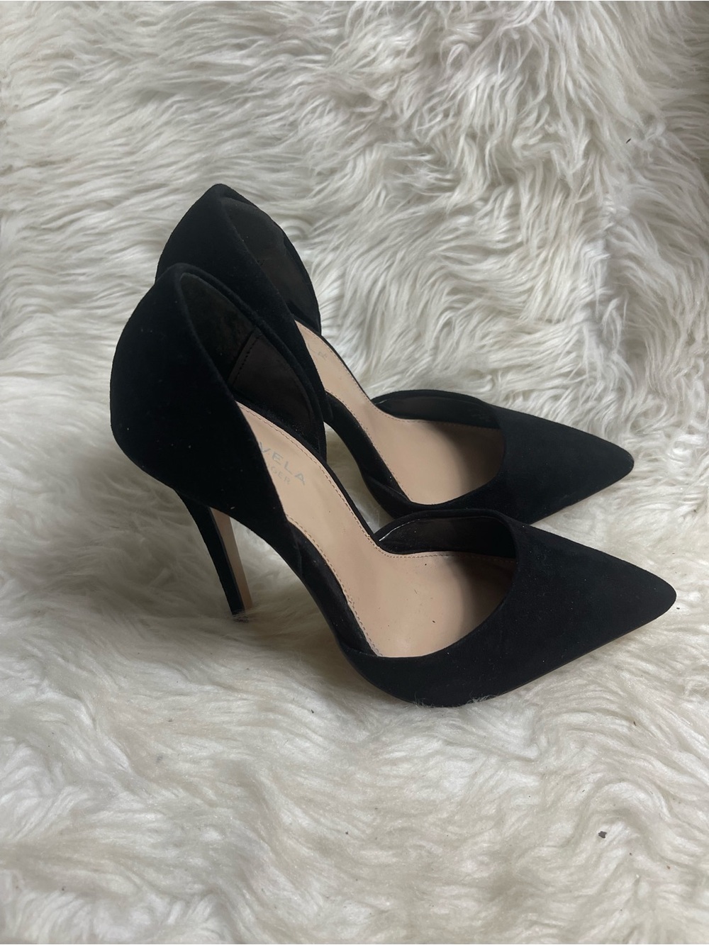 Carvela Kurt Geiger synthetic sue Black Pointed-Toe slip on  Heels EUR SZ38